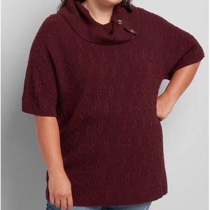 Burgundy Button Cowl Neck Tunic Sweater